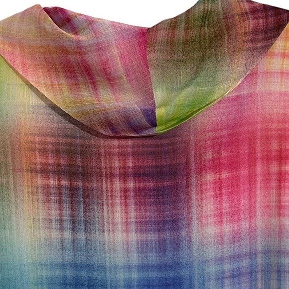 Soft Surroundings Pink Yellow Blue Carnevale Multi Plaid Maxi Dress Cowl Neck - Picture 6 of 9